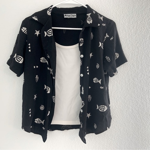 Tops - 80’s Michael Taylor Coastal Print Shirt